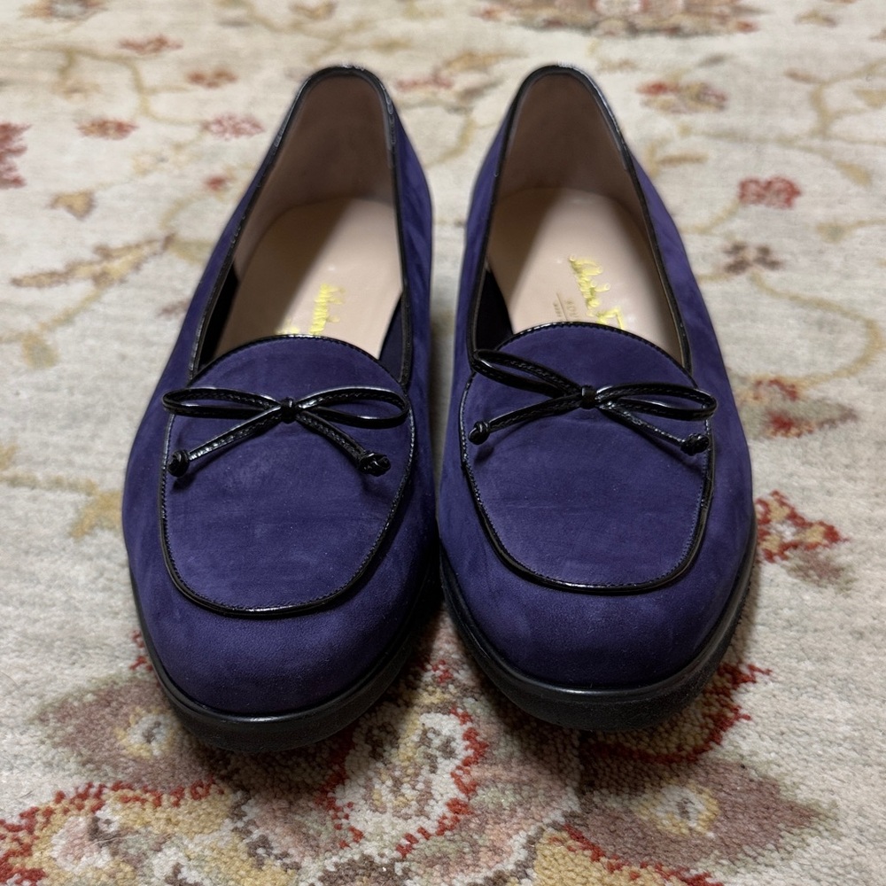 Purple Suede Bow Loafers - Women